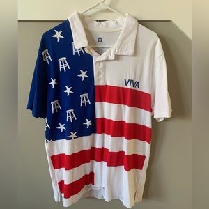 Barstool Sports VIVA American Flag 100% Cotton Polo Size L